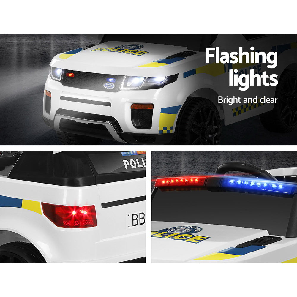 Rigo Kids Electric Ride On Patrol Police Car Horn Music Remote White 4