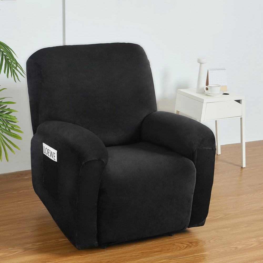 Artiss Recliner Chair Covers 1 Seater Velvet Black 7