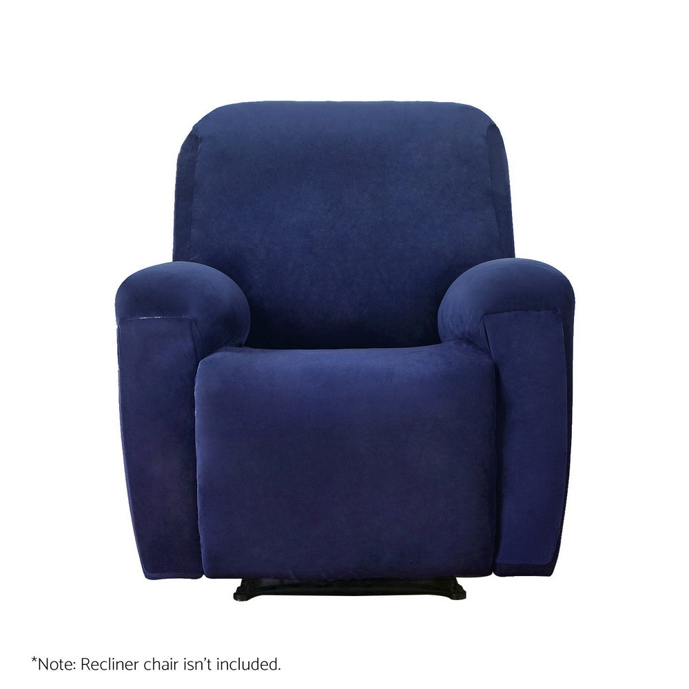 Artiss Recliner Chair Covers 1 Seater Velvet Navy 3