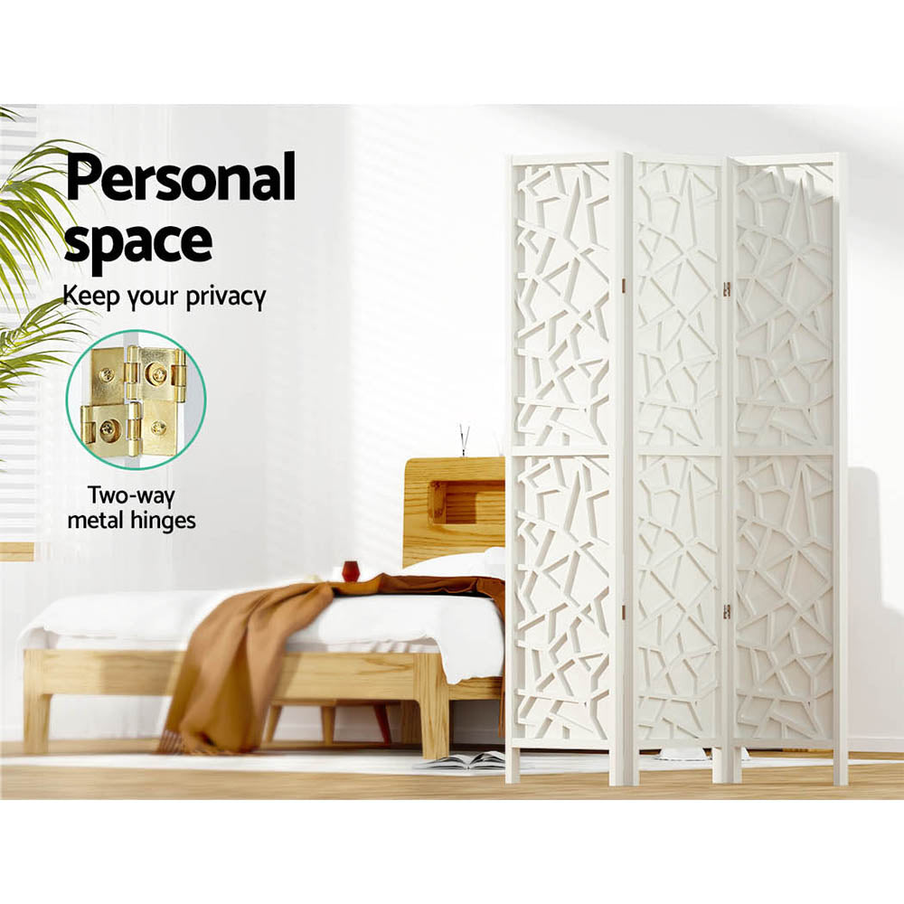 Artiss 3 Panel Room Divider Screen 122x170cm Clover White 4