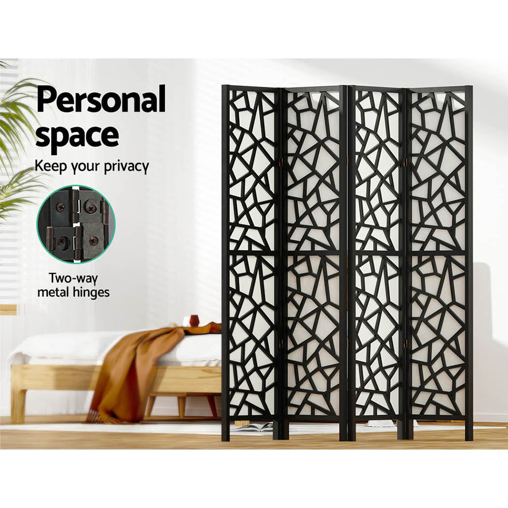 Artiss 4 Panel Room Divider Screen 162x170cm Clover Black 4