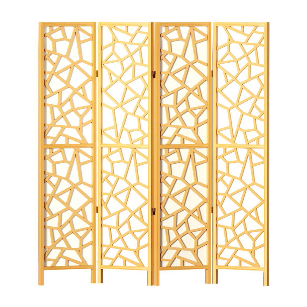 Artiss 4 Panel Room Divider Screen 162x170cm Clover Natural 3