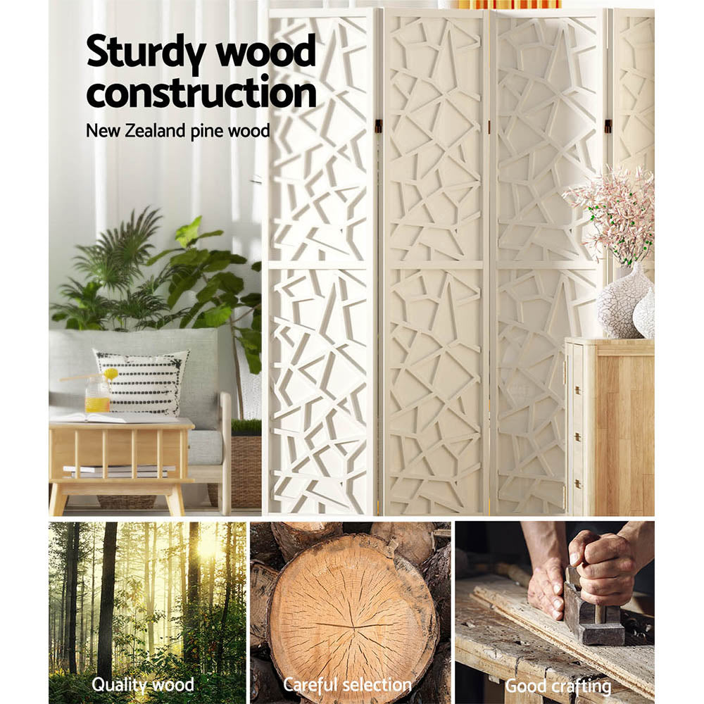 Artiss 4 Panel Room Divider Screen 162x170cm Clover White 5