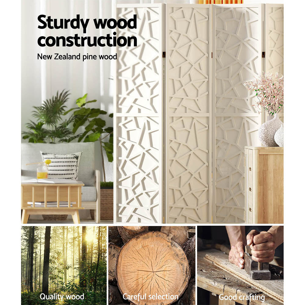 Artiss 6 Panel Room Divider Screen 244x170cm Clover White 5