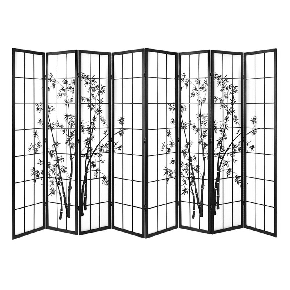 Artiss 8 Panel Room Divider Screen 348x179cm Bamboo Black White 8