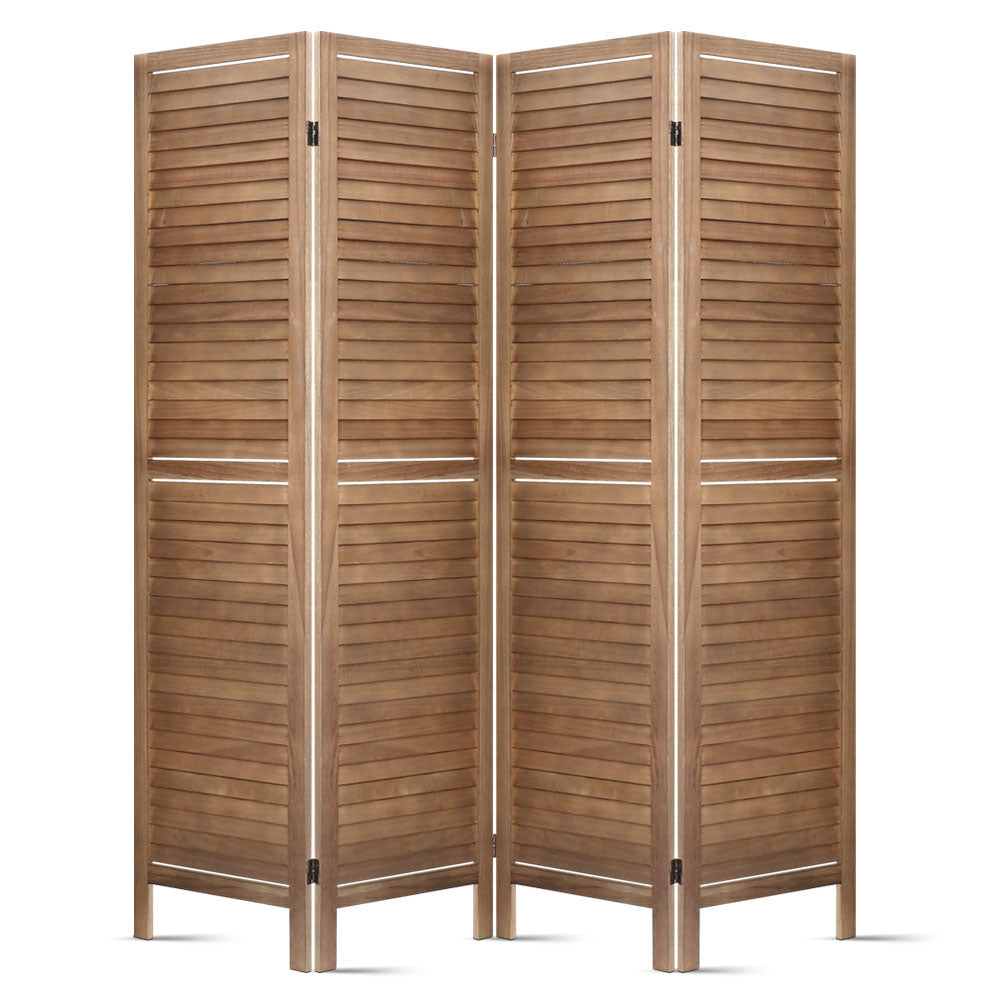Artiss 4 Panel Room Divider Screen 160x170cm Louver Oak 4