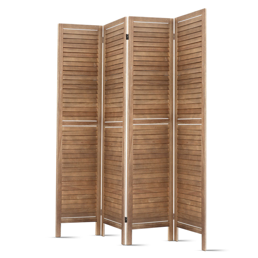 Artiss 4 Panel Room Divider Screen 160x170cm Louver Oak 5