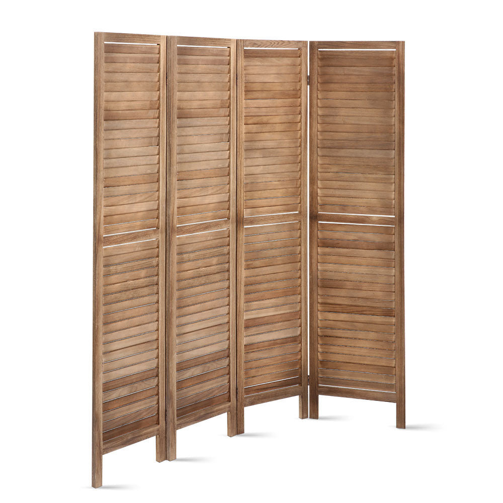 Artiss 4 Panel Room Divider Screen 160x170cm Louver Oak 6