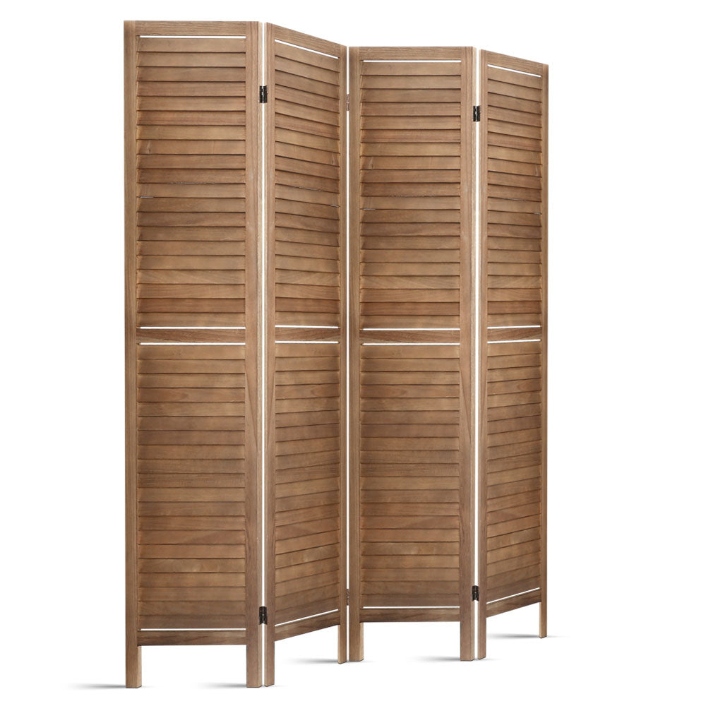 Artiss 4 Panel Room Divider Screen 160x170cm Louver Oak 8