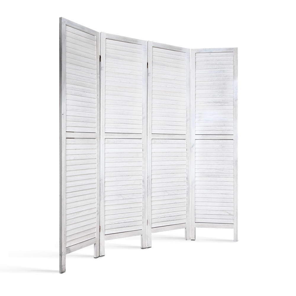 Artiss 4 Panel Room Divider Screen 163x170cm Louver White 4