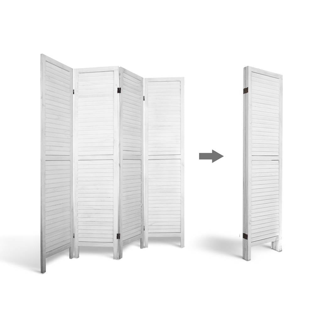 Artiss 4 Panel Room Divider Screen 163x170cm Louver White 5