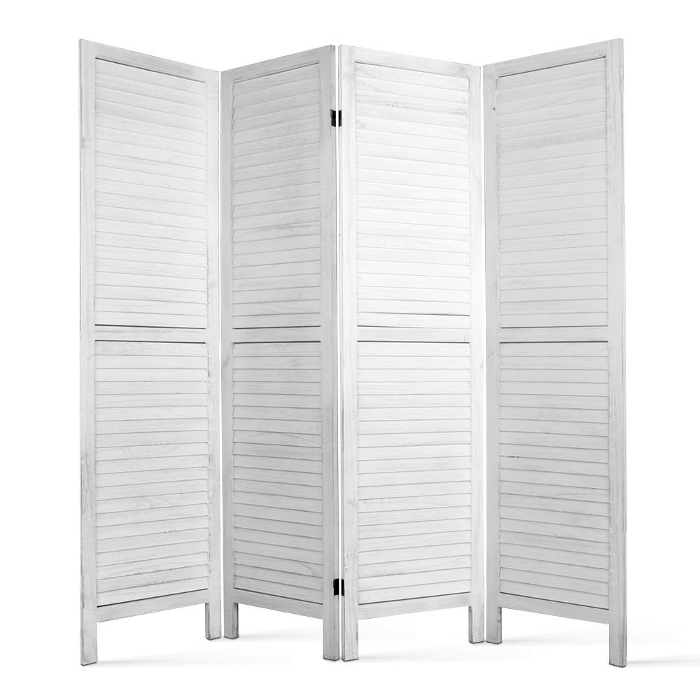 Artiss 4 Panel Room Divider Screen 163x170cm Louver White 8