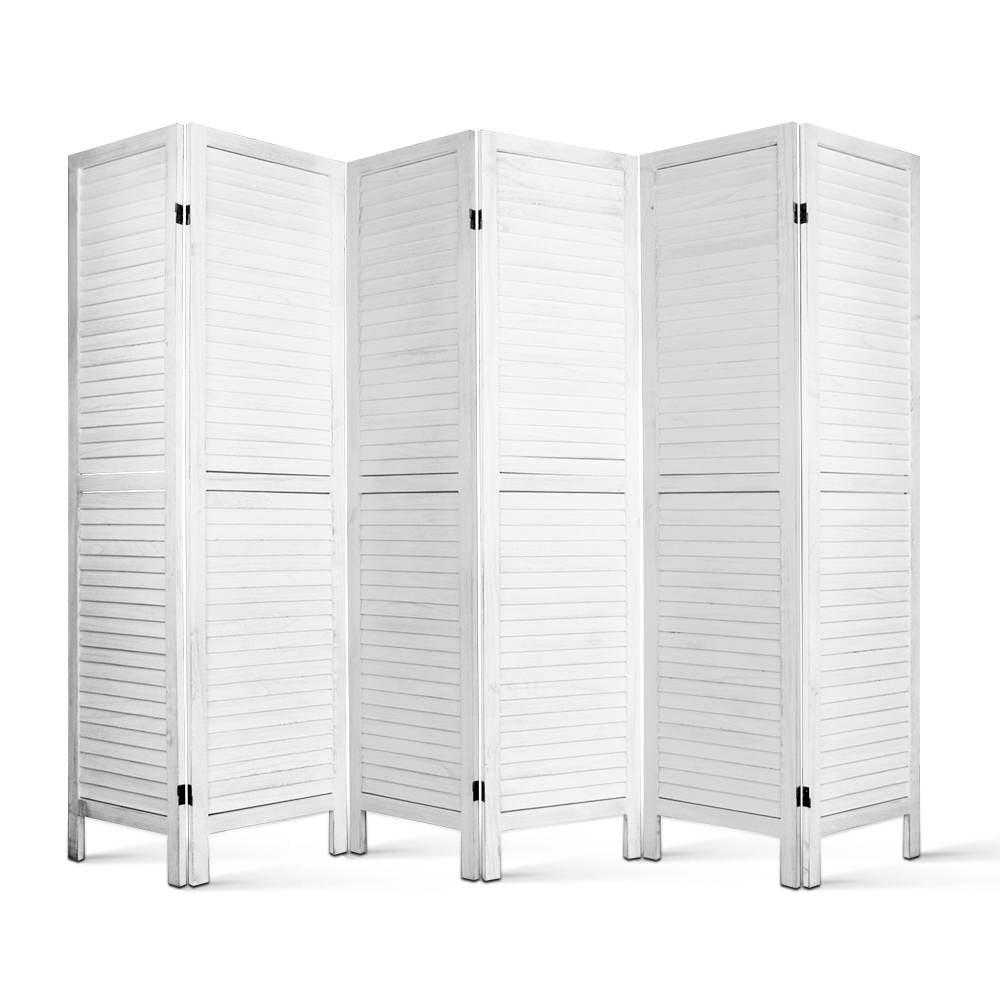 Artiss 6 Panel Room Divider Screen 245x170cm Louver White 3