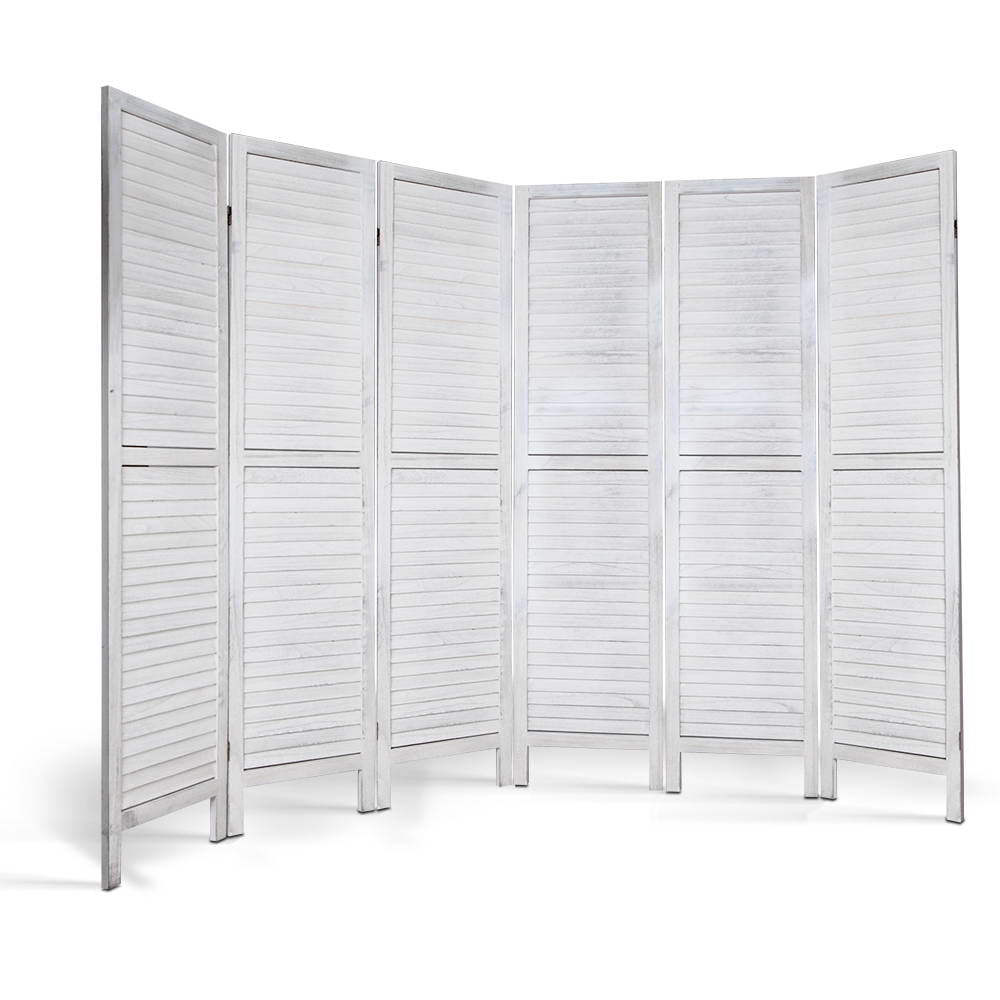 Artiss 6 Panel Room Divider Screen 245x170cm Louver White 4