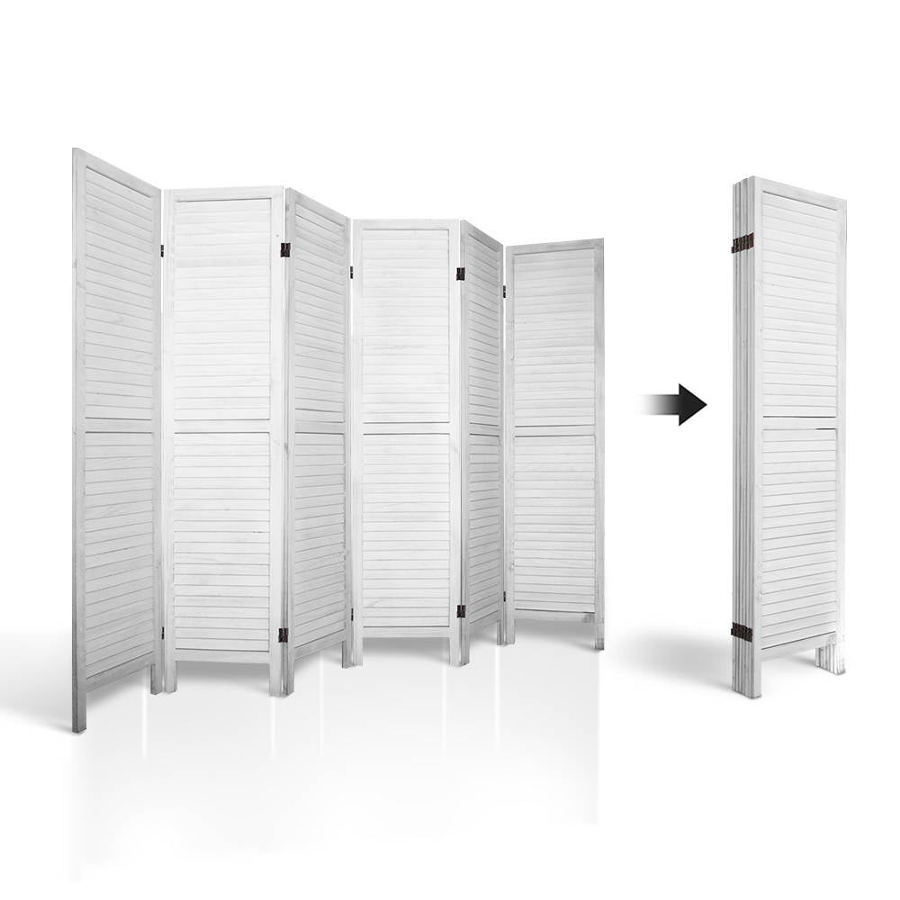 Artiss 6 Panel Room Divider Screen 245x170cm Louver White 5