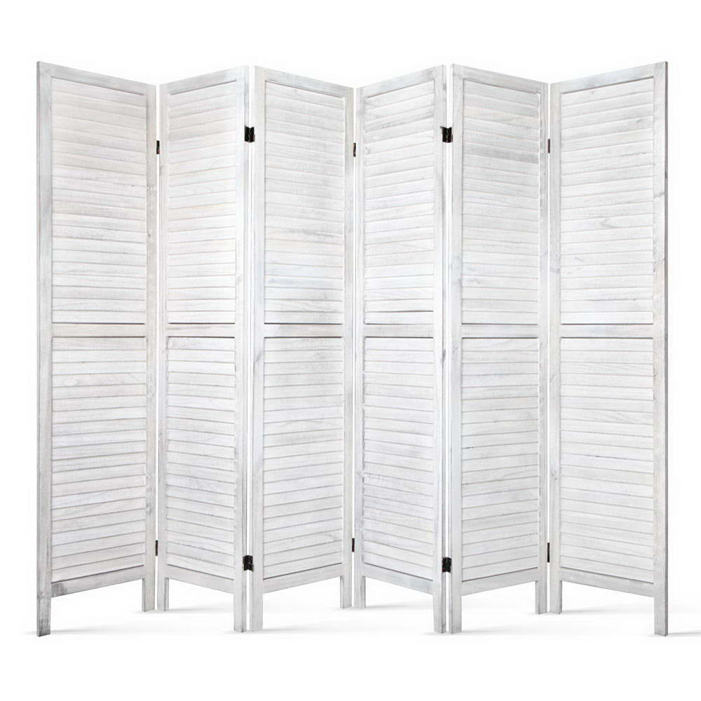 Artiss 6 Panel Room Divider Screen 245x170cm Louver White 8