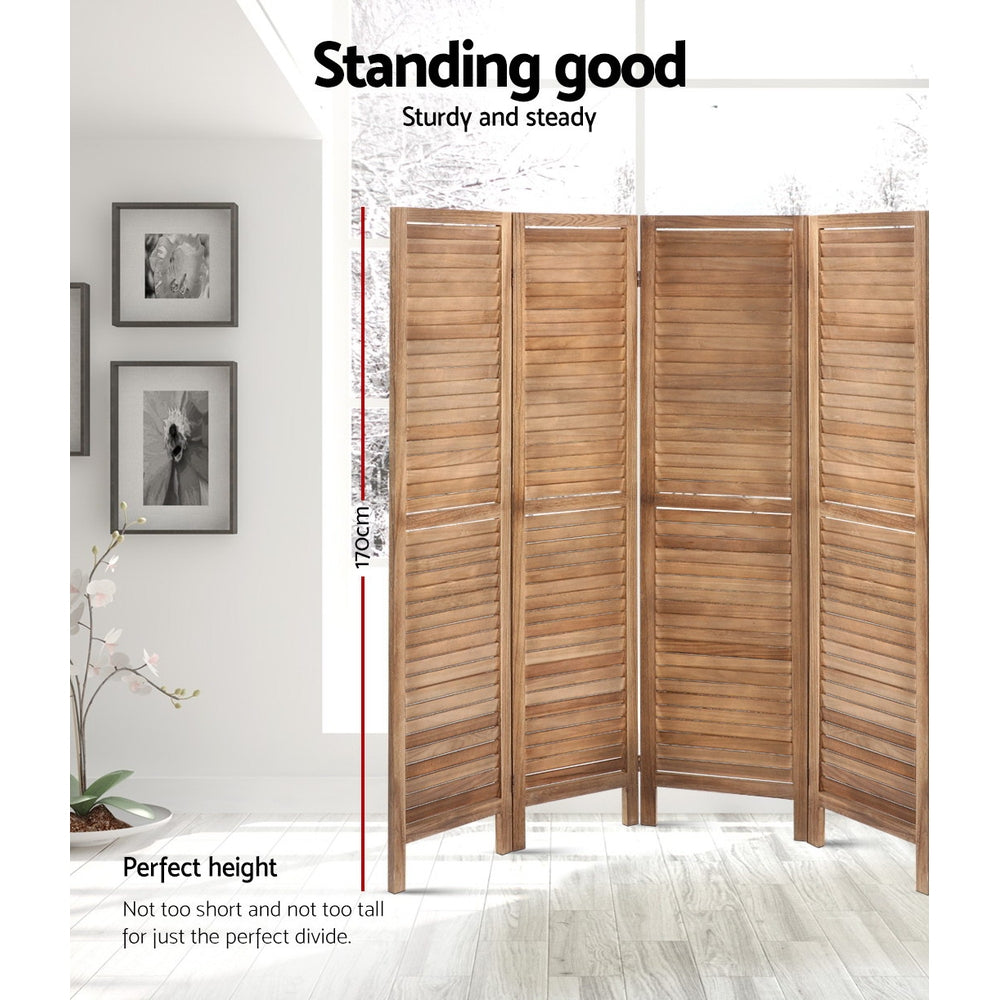 Artiss 8 Panel Room Divider Screen 326x170cm Louver Oak 3
