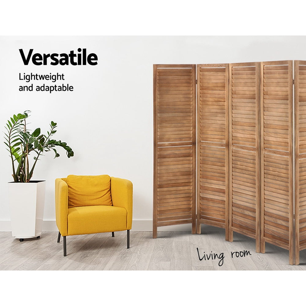 Artiss 8 Panel Room Divider Screen 326x170cm Louver Oak 5