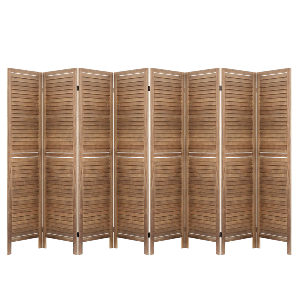 Artiss 8 Panel Room Divider Screen 326x170cm Louver Oak 8
