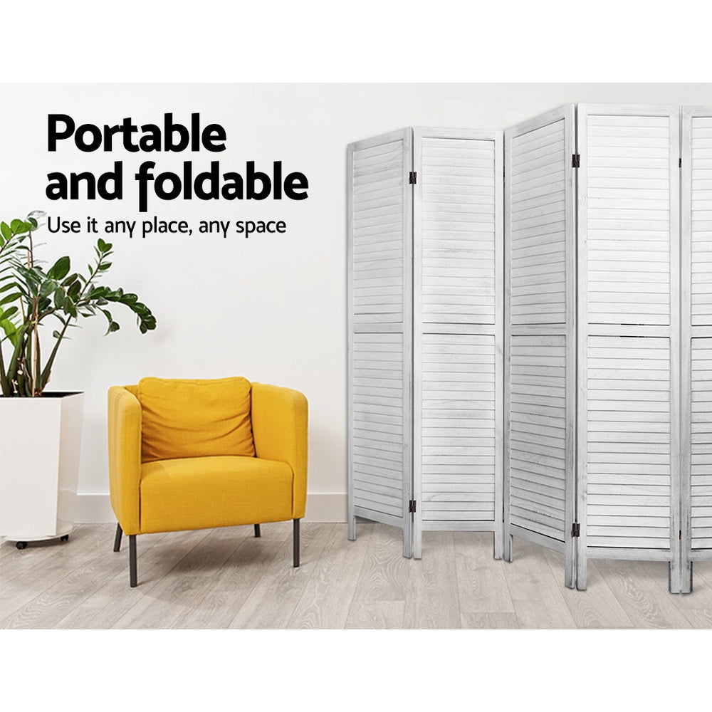 Artiss 8 Panel Room Divider Screen 326x170cm Louver White 6