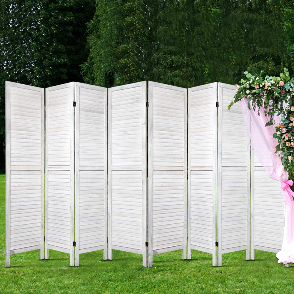 Artiss 8 Panel Room Divider Screen 326x170cm Louver White 7