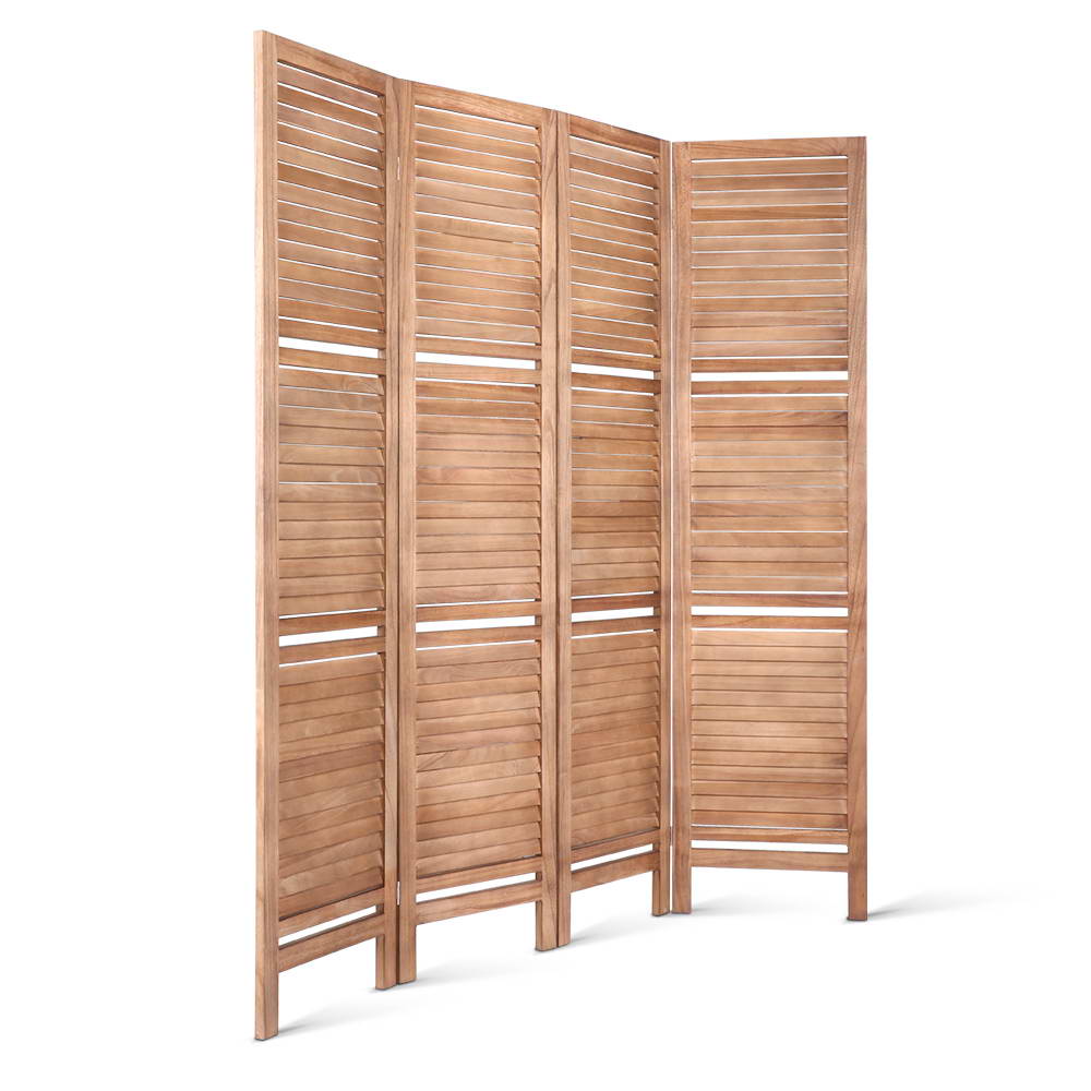 Artiss 4 Panel Room Divider Screen 163x170cm Shelf Oak 3
