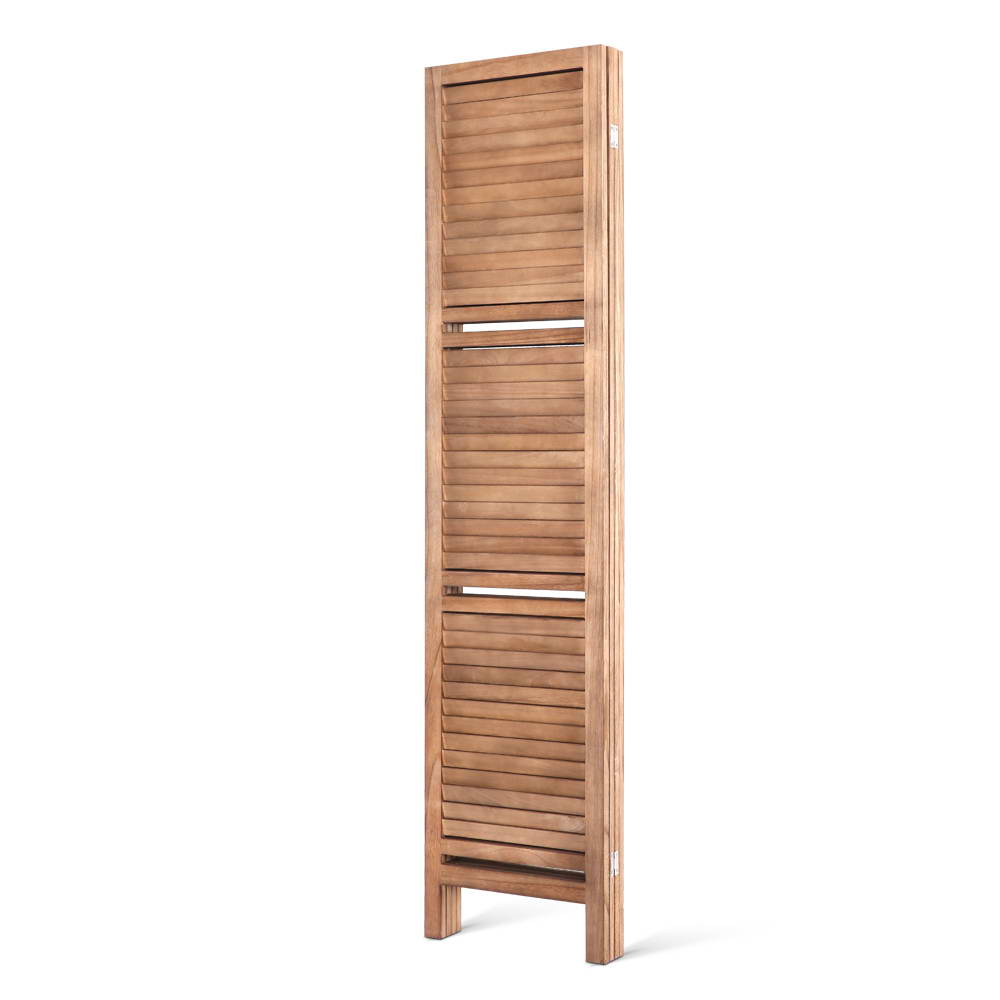 Artiss 4 Panel Room Divider Screen 163x170cm Shelf Oak 4