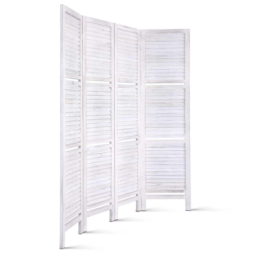 Artiss 4 Panel Room Divider Screen 163x170cm Shelf White 3