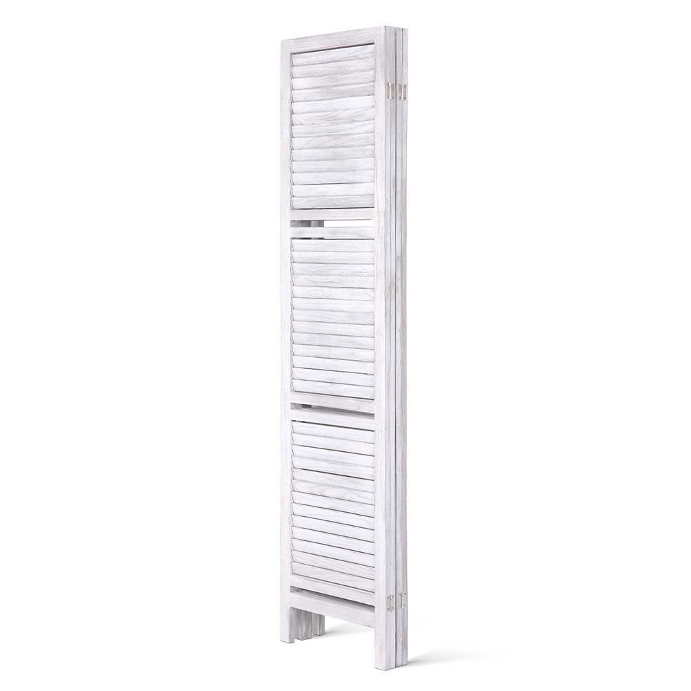 Artiss 4 Panel Room Divider Screen 163x170cm Shelf White 4
