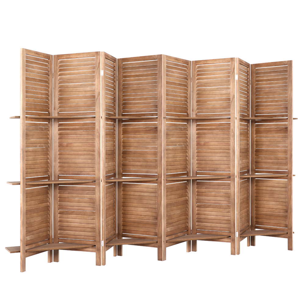 Artiss 8 Panel Room Divider Screen 326x170cm Shelf Oak 3
