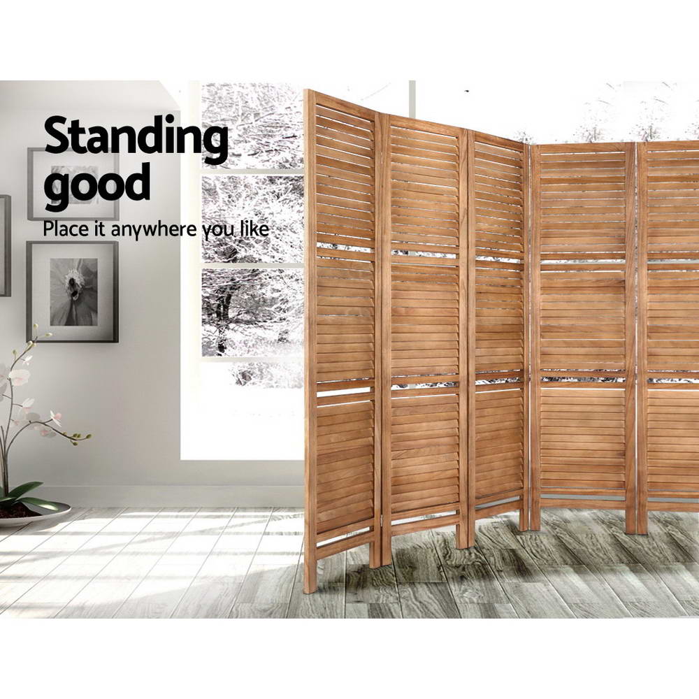 Artiss 8 Panel Room Divider Screen 326x170cm Shelf Oak 5