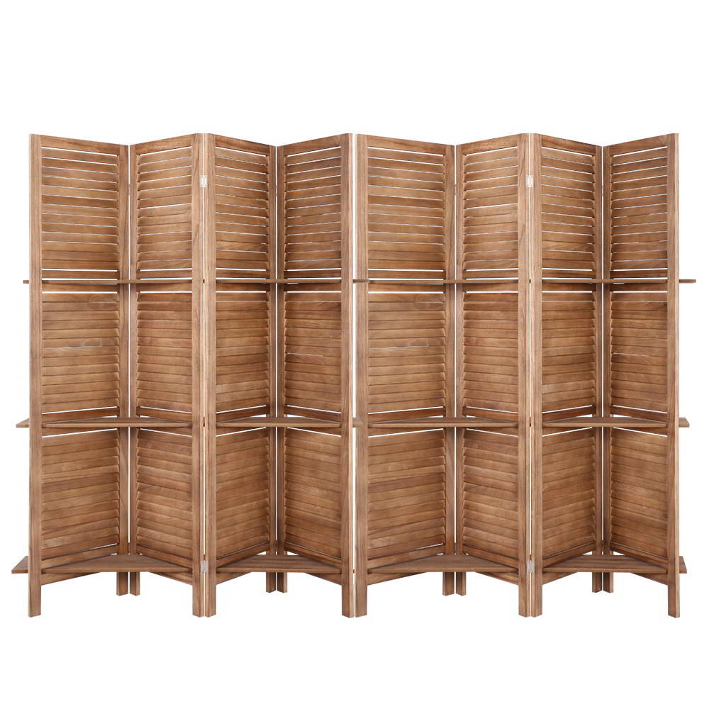 Artiss 8 Panel Room Divider Screen 326x170cm Shelf Oak 8