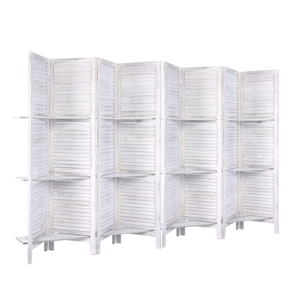 Artiss 8 Panel Room Divider Screen 326x170cm Shelf White 3
