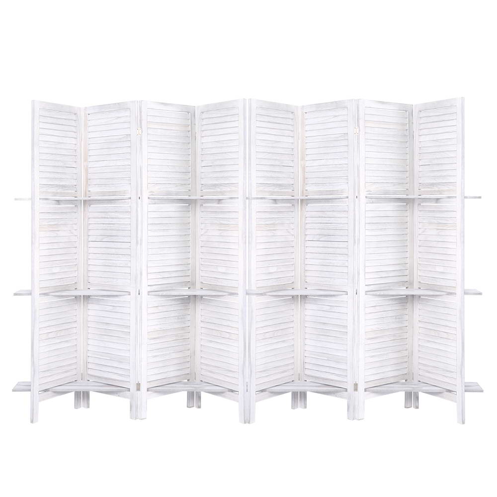 Artiss 8 Panel Room Divider Screen 326x170cm Shelf White 8
