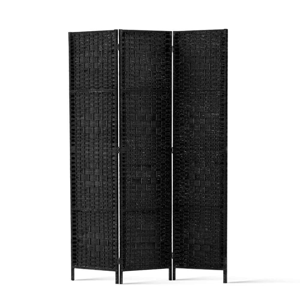 Artiss 3 Panel Room Divider Screen 123x170cm Woven Black 8