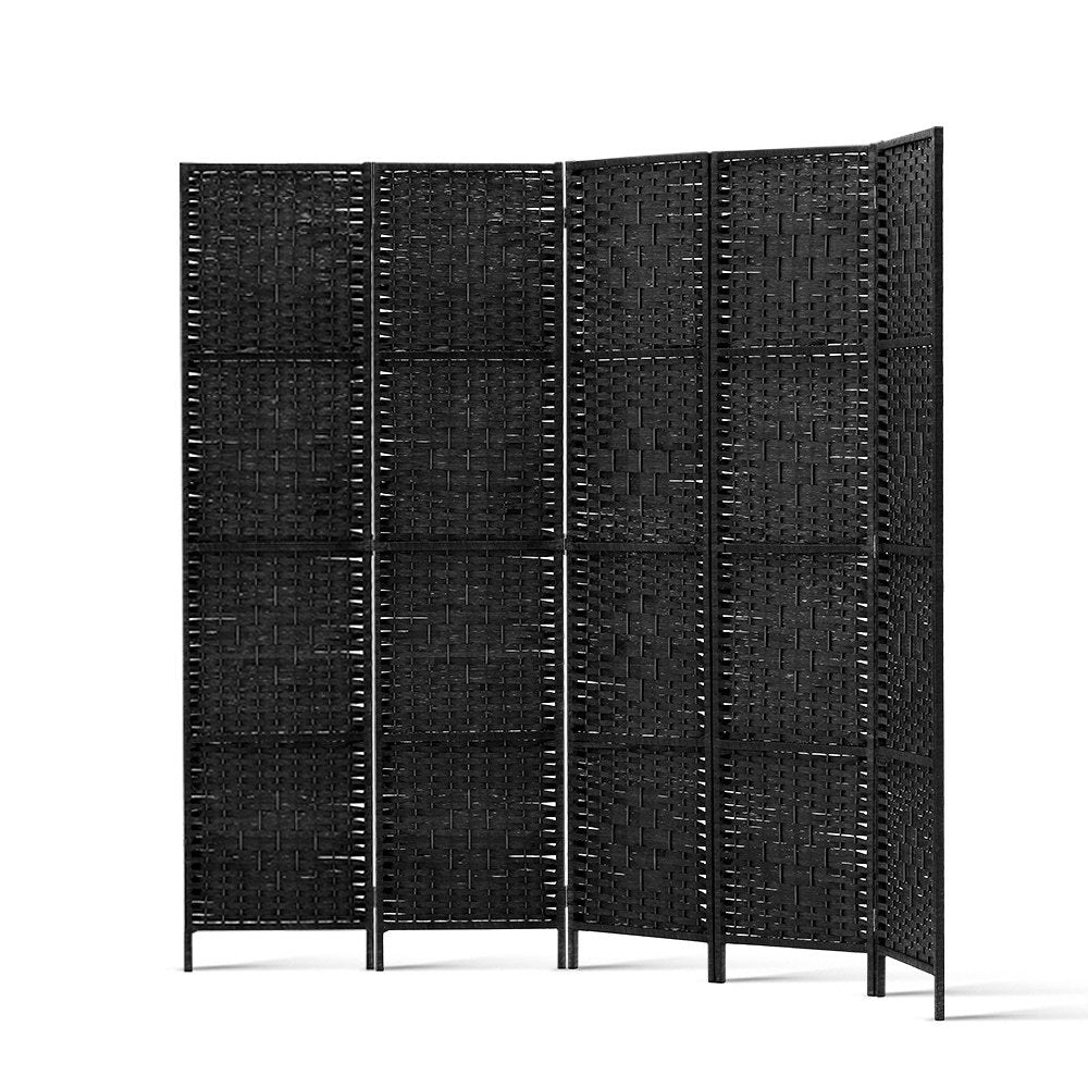 Artiss 4 Panel Room Divider Screen 163x170cm Woven Black 3