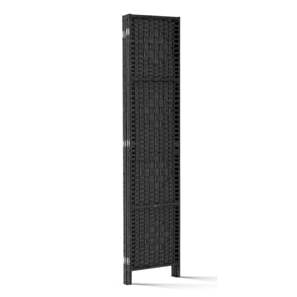 Artiss 4 Panel Room Divider Screen 163x170cm Woven Black 5