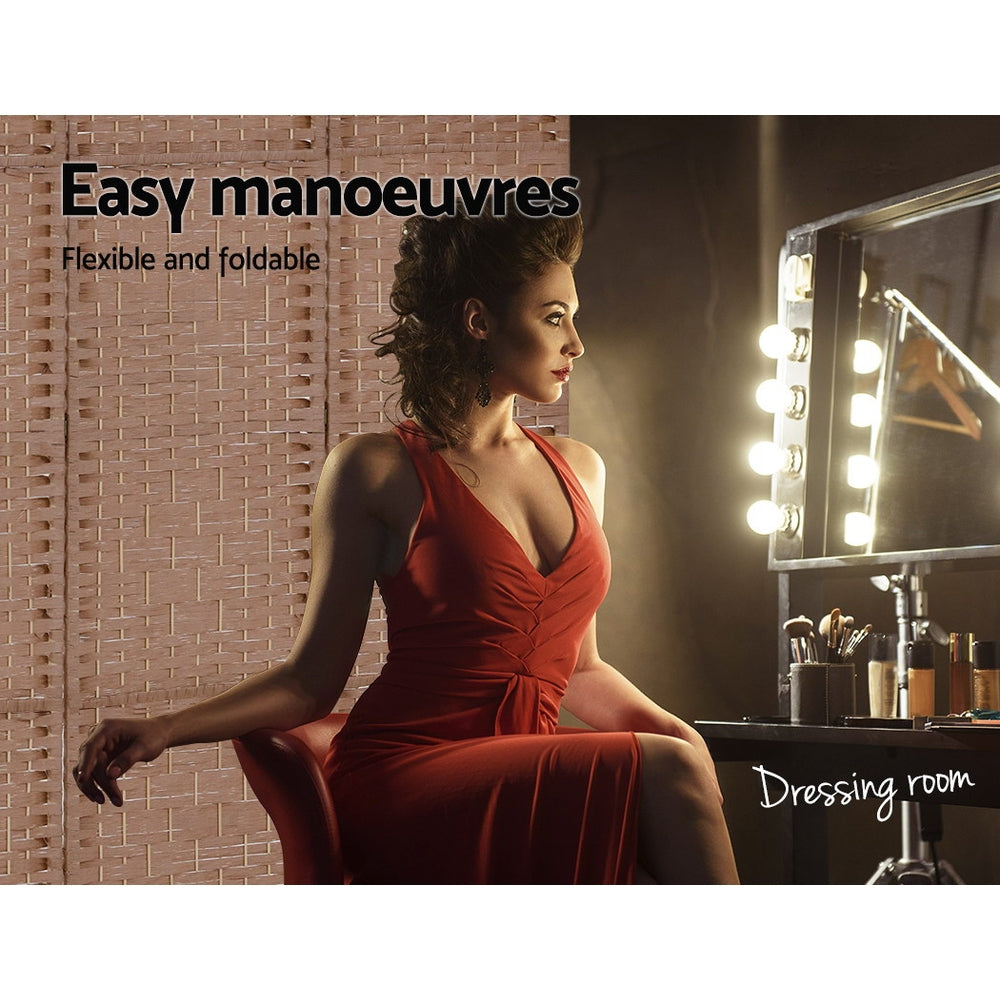 Artiss 4 Panel Room Divider Screen 163x170cm Woven Natural 6