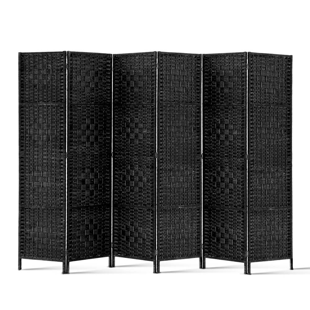 Artiss 6 Panel Room Divider Screen 245x170cm Woven Black 3