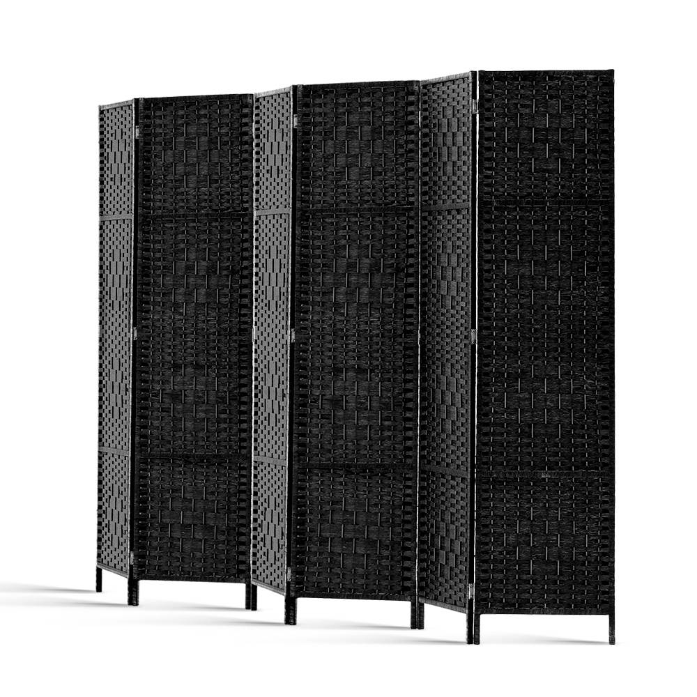Artiss 6 Panel Room Divider Screen 245x170cm Woven Black 4