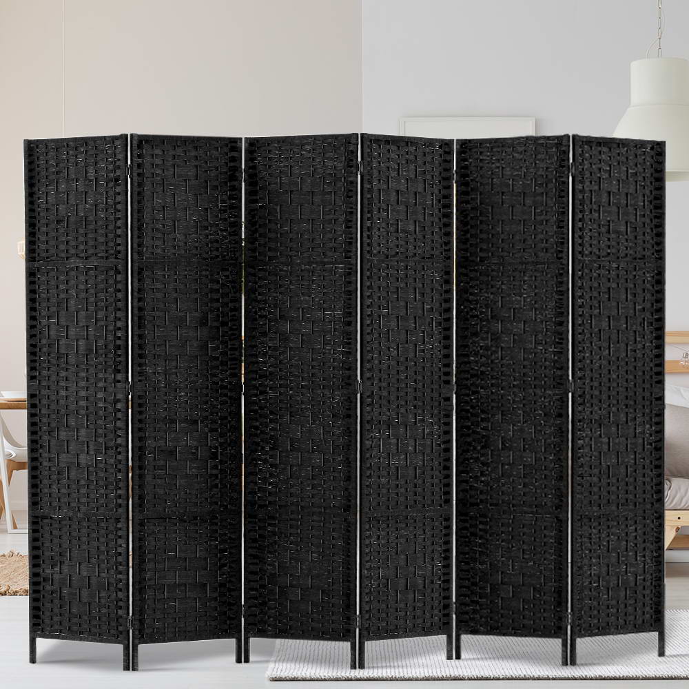 Artiss 6 Panel Room Divider Screen 245x170cm Woven Black 7
