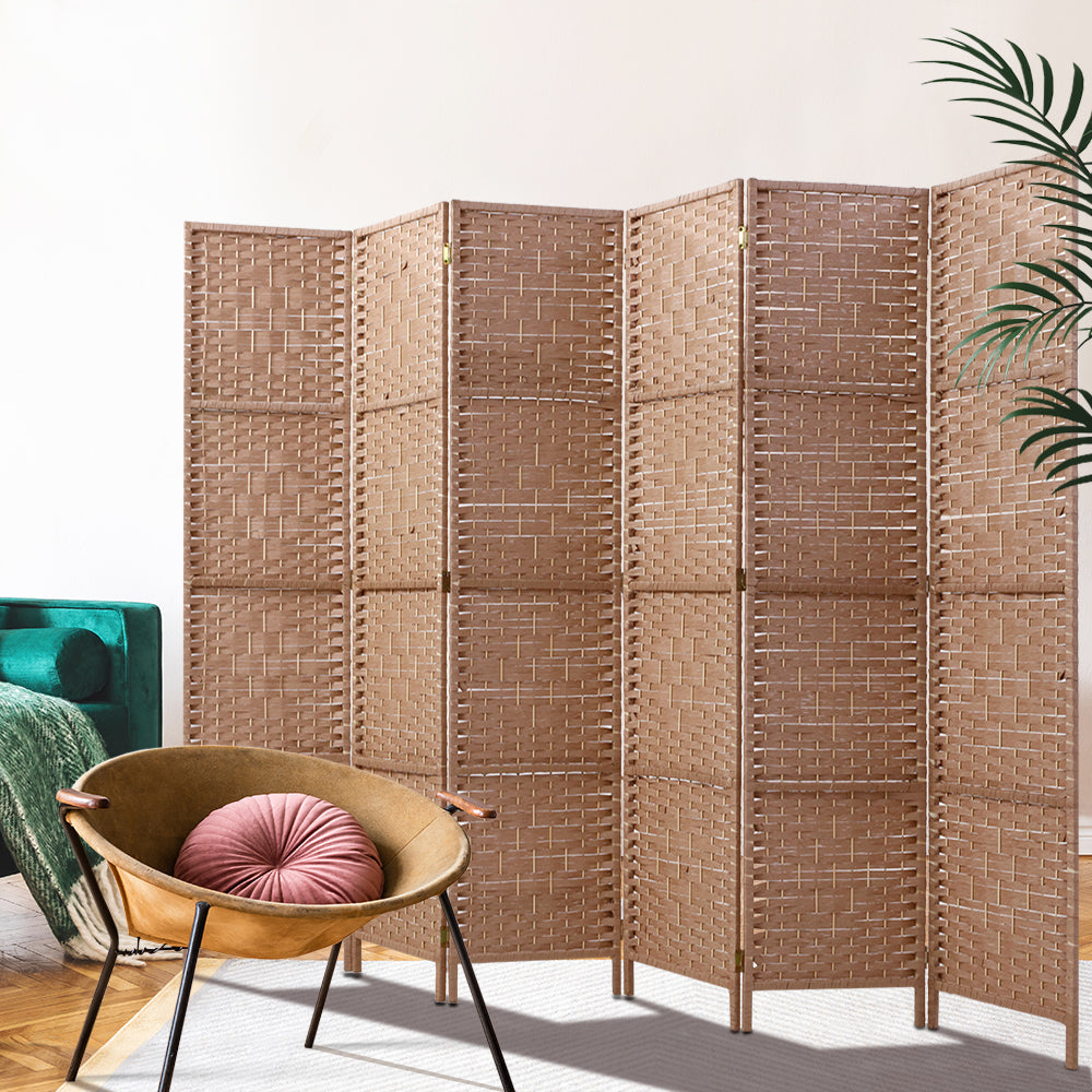 Artiss 6 Panel Room Divider Screen 245x170cm Woven Natural 7