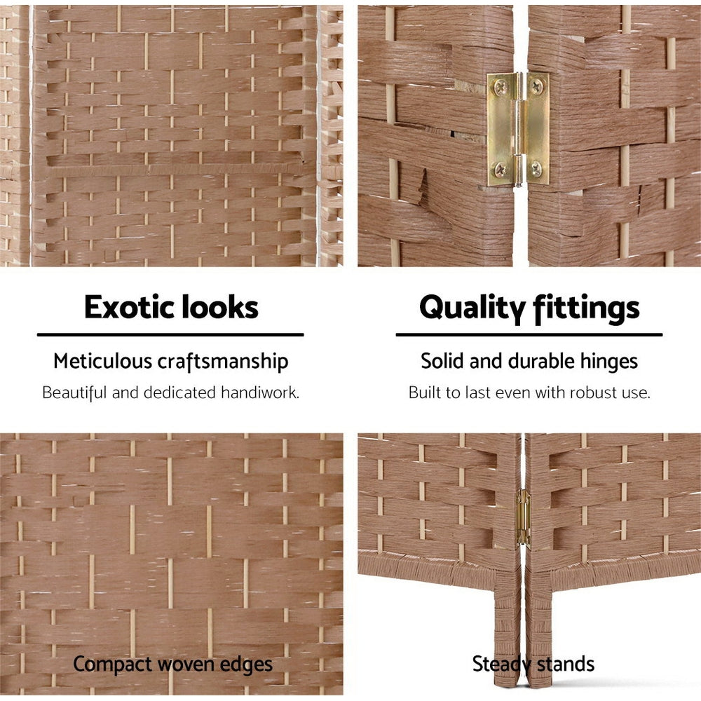 Artiss 6 Panel Room Divider Screen 245x170cm Woven Natural 3