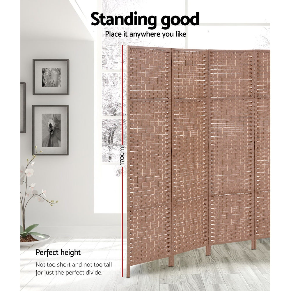 Artiss 6 Panel Room Divider Screen 245x170cm Woven Natural 4