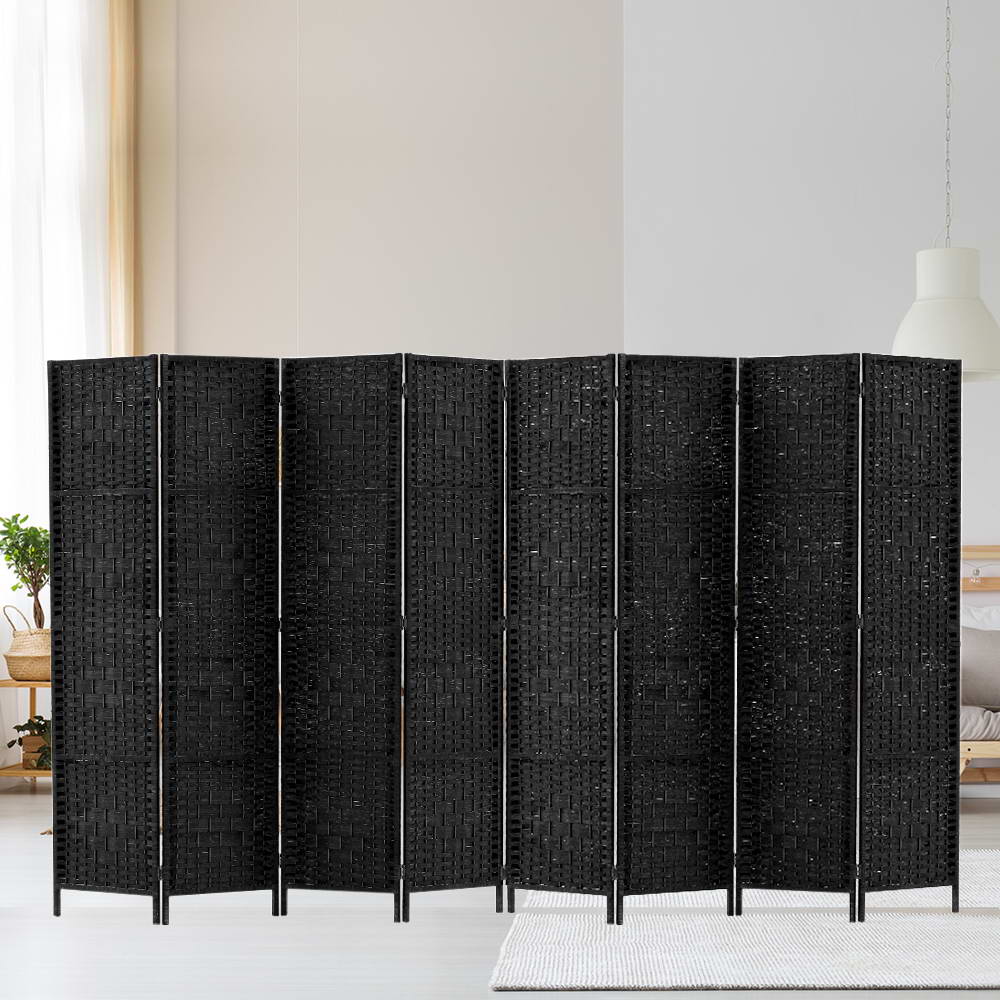 Artiss 8 Panel Room Divider Screen 326x170cm Woven Black 8
