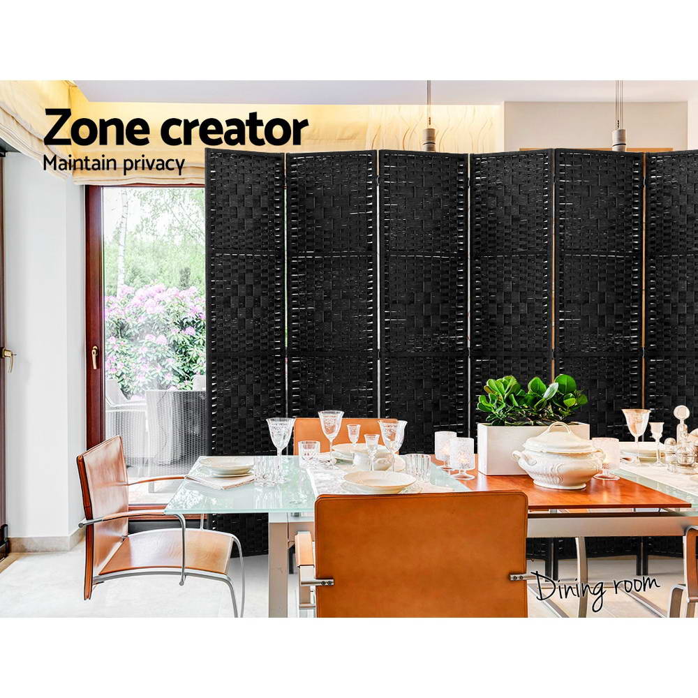 Artiss 8 Panel Room Divider Screen 326x170cm Woven Black 5