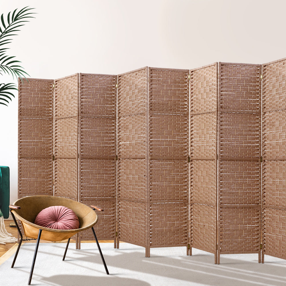Artiss 8 Panel Room Divider Screen 326x170cm Woven Natural 7