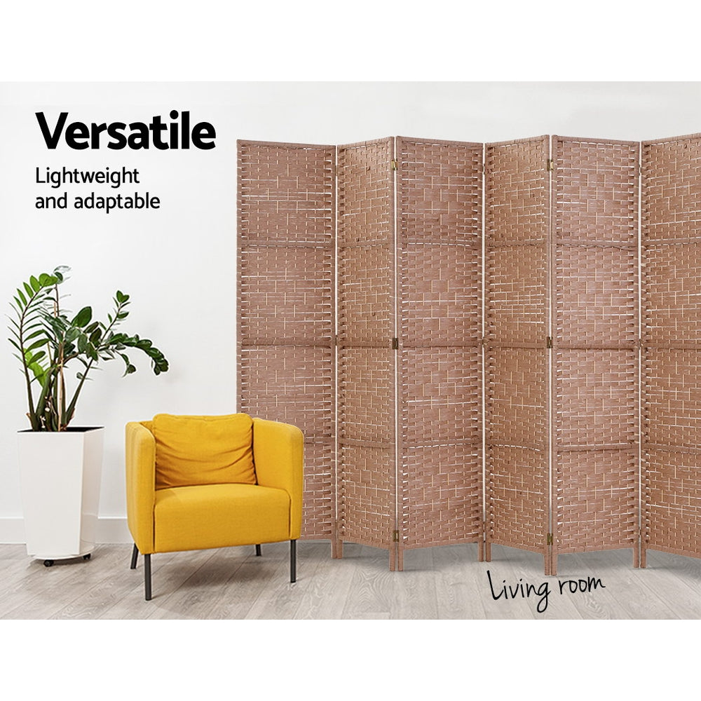 Artiss 8 Panel Room Divider Screen 326x170cm Woven Natural 5