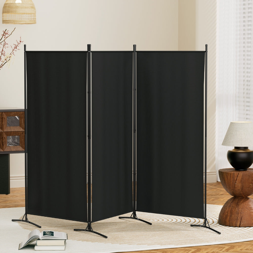 Artiss 3 Panel Room Divider Screen 260x180cm Fabric Black 7