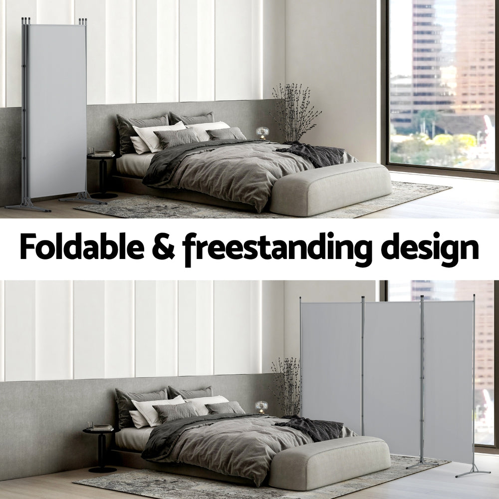 Artiss 3 Panel Room Divider Screen 260x180cm Fabric Grey 6